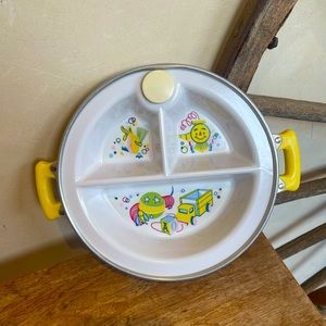 EXCELLO Vtg 1940’s-50’s Baby Toddler Food Warming Divided Bowl Metal Rare Decor